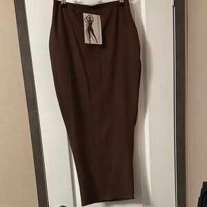 Naked Wardrobe Elegant Brown Pencil Skirt